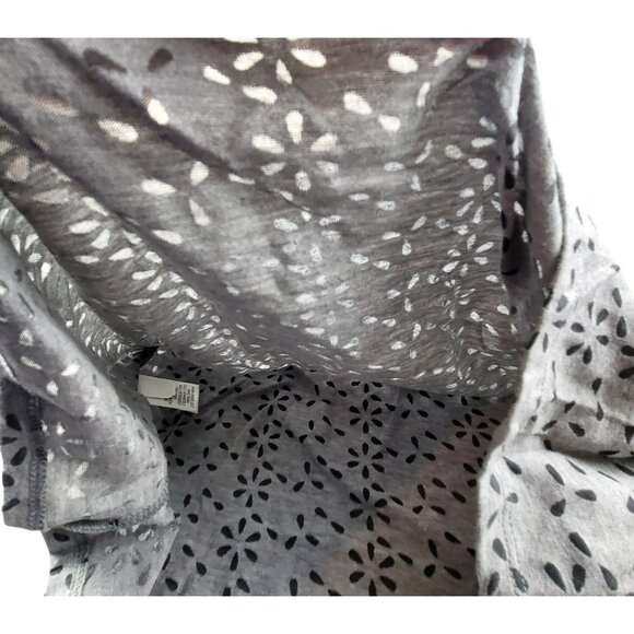 Simply Vera Wang Shirt Gray Floral Burnout Print Ruched T-Shirt Size XS JH1818 - Picture 6 of 9